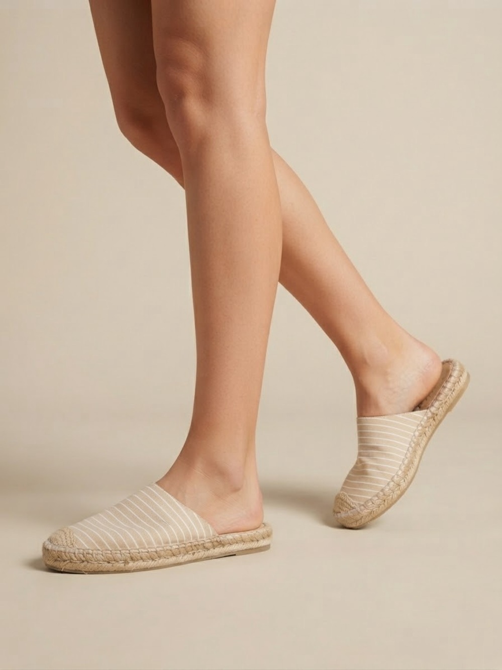 Nwob Coconuts 🥥 by Matisse Margaux Beige & White Striped Espadrille Mules 7.5